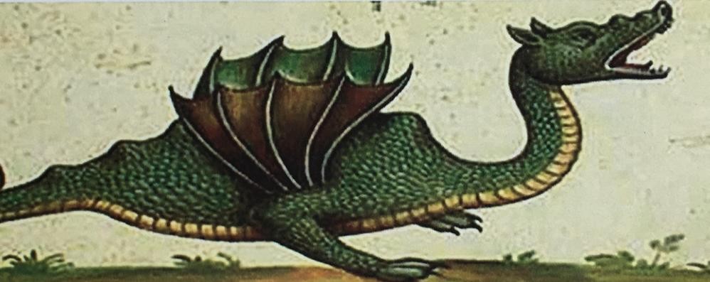 Il drago Tarantasio in un acquerello del ’500 del naturalista Ulisse Aldovrandi