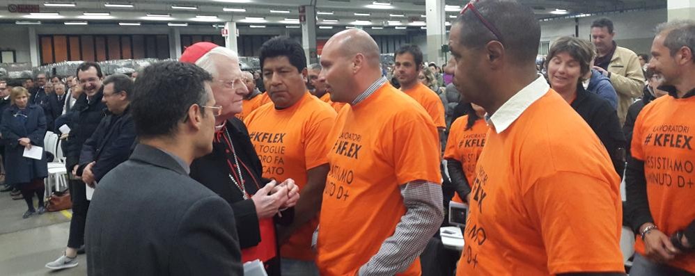Arcore, il cardinale Scola con i lavoratori della K-Flex di Roncello