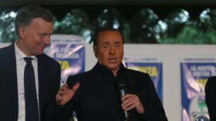 Monza Amministrative 2017 Silvio Berlusconi all incontro di Forza Italia per presentare la lista che appoggia la candidatura di Dario Allevi. Nella foto anche Mariastella Gelmini