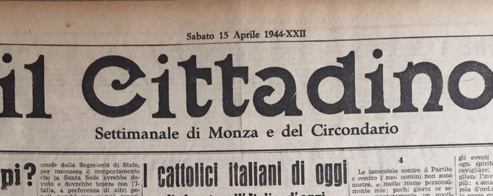 La prima pagina del Cittadino di Monza e Brianza nel 1944