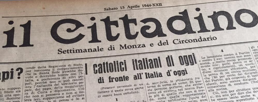 La prima pagina del Cittadino di Monza e Brianza nel 1944