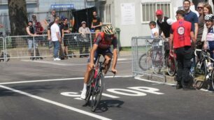 Nibali durante il riscaldamento per la cronometro