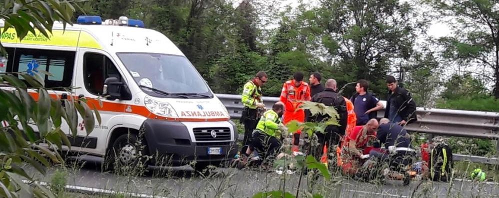 Briosco, incidente motociclista con elisoccorso 18 maggio 2017