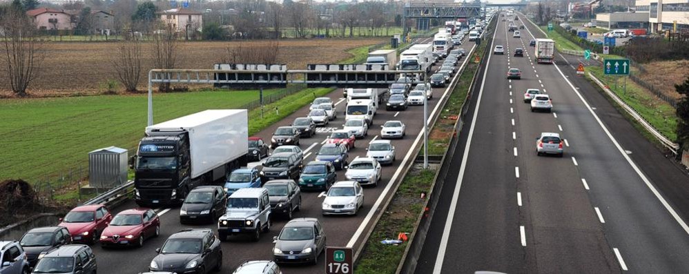 Traffico sulla A4 tra Trezzo e Agrate