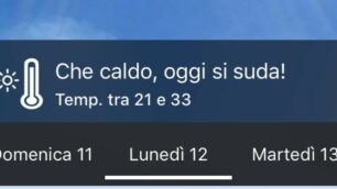 Meteo, caldo in arrivo nel weekend 11 giugno: un particolare della schermata dell’app di 3bMeteo