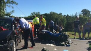 LECCO - MONTEVECCHIA - Incidente auto moto sulla Sp 54