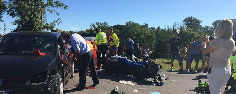 LECCO - MONTEVECCHIA - Incidente auto moto sulla Sp 54