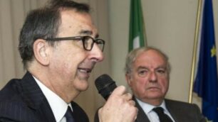 Il sindaco di Milano Sala con Achille Colombo Clerici nella sede di Assoedilizia