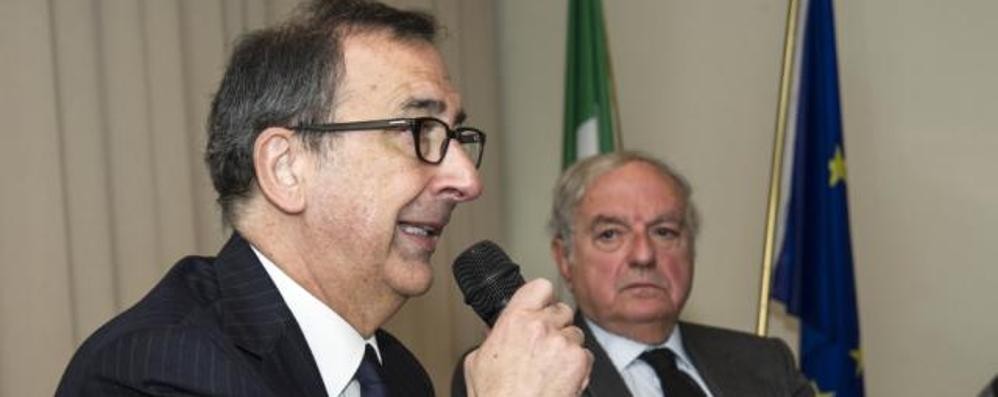 Il sindaco di Milano Sala con Achille Colombo Clerici nella sede di Assoedilizia