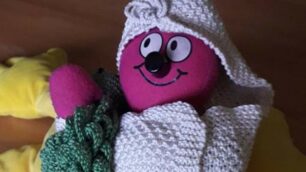 Un dudu realizzato da Mani in maglia per i bambini nati prematuri (foto dalla pagina Facebook)