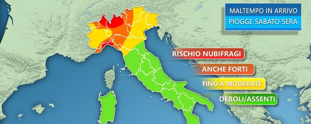 Le previsioni di 3Bmeteo per sabato sera