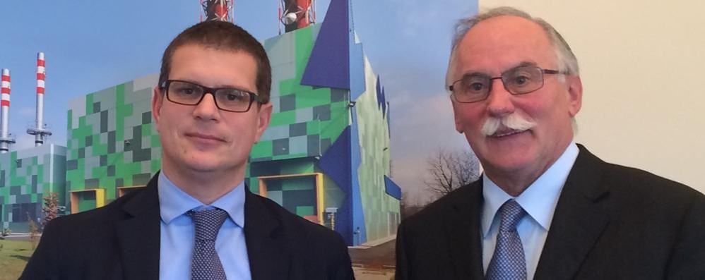 Adestra Giovanni Orsenigo presidente Acsm Agam, a sinistra Paolo Soldani, amministratore delegato