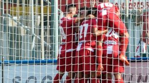 Festa dopo un gol del Monza contro Piacenza