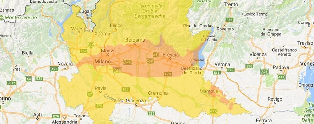 La mappa della Qualità dell'aria 16 ottobre Arpa