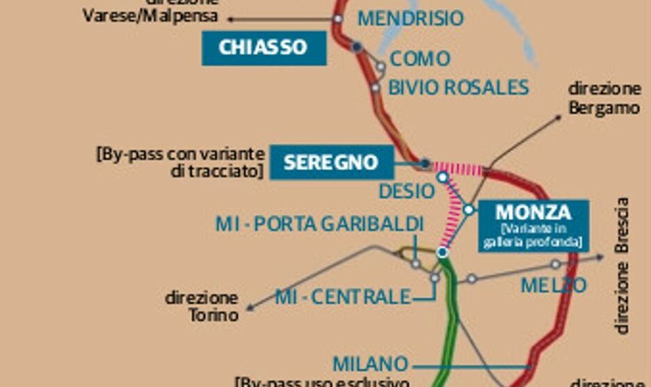 Monza: ecco il progetto per la tangenziale dei treni da Lugano a Genova