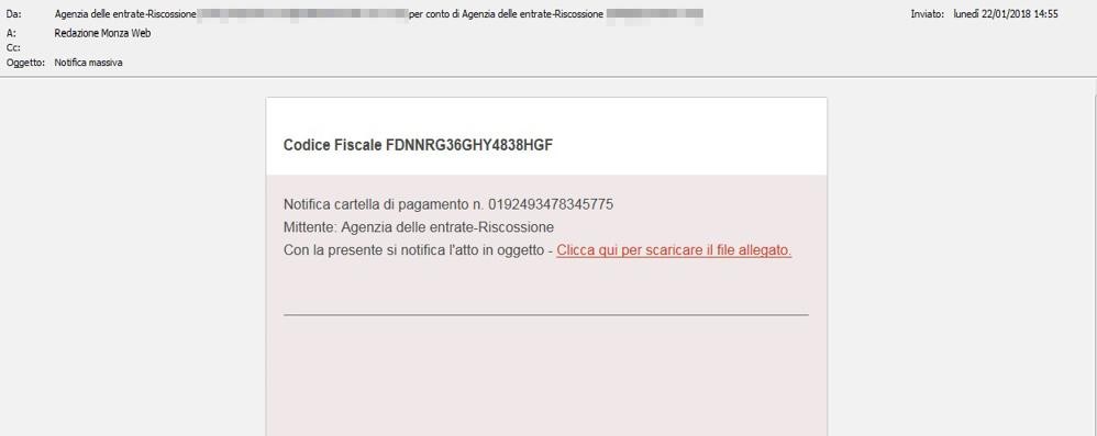 Mail virus Agenzia delle entrate