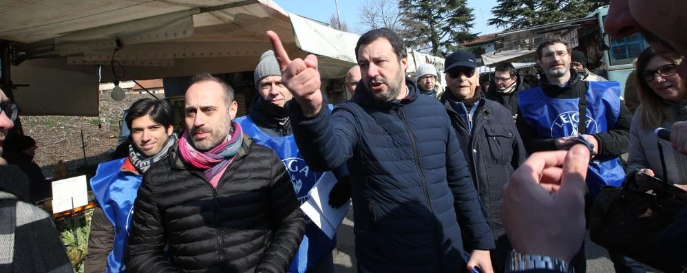 Monza, Matteo Salvini (Lega) in visita a carcere e mercato San Rocco