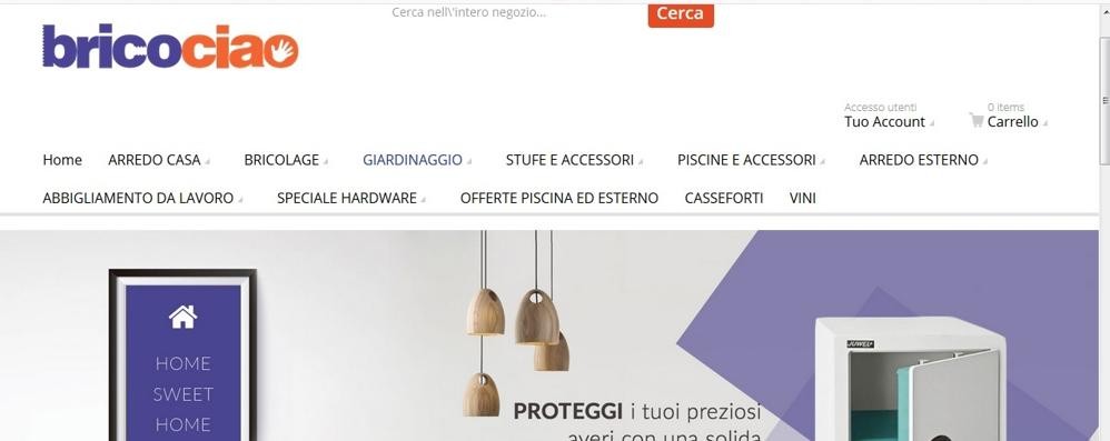 L’homepage del sito internet