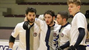 Hockey, Seregno: da sinistra, Di Donato, Gallotta, Marchini e Giordano