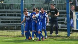 Seregno - L'esultanza dopo il gol dell'1-0