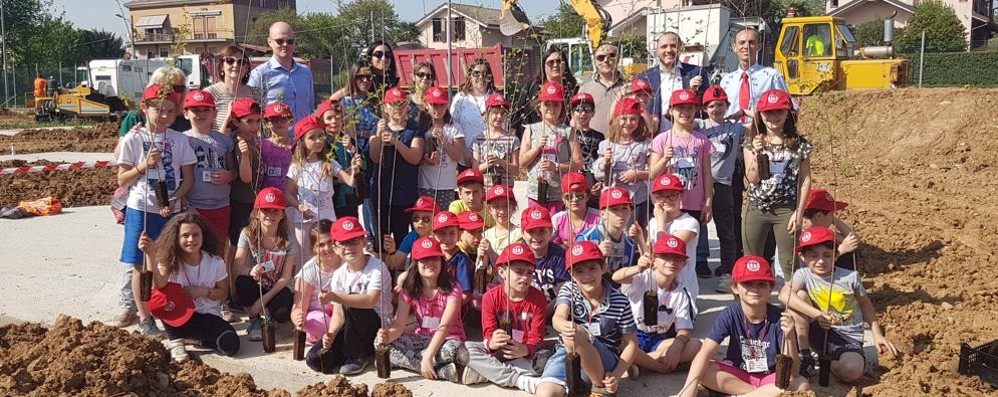 L mattinata al centro sportivo di Correzzana dove è partita la piantumazione degli alberi del progetto "Un bosco per la città".