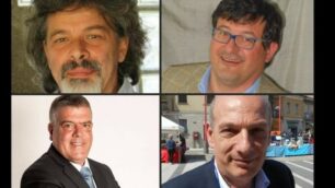 Amministrative 2018: i candidati di Nova Milanese, dall’alto Massimo Cattaneo, Fabrizio Pagani, Andrea Romano, Eugenio Pizzigallo