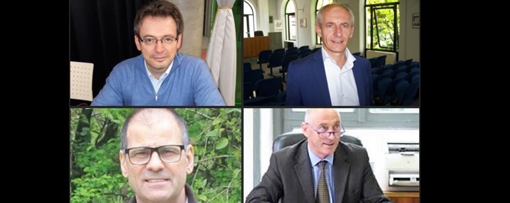 Amministrative 2018: i candidati di Seveso, in senso orario Allievi, Butti, Galbiati, Cantore
