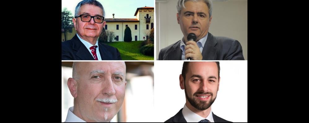 Carate i candidati alle Amministrative 2018: dall’alto Grion, Paoletti, Pipino, Veggian