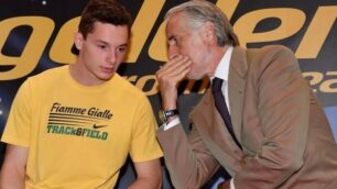 Carate Brianza: Filippo Tortu con Giovanni Malagò, presidente Coni