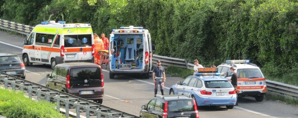 Statale 36, incidente auto moto direzione sud Briosco