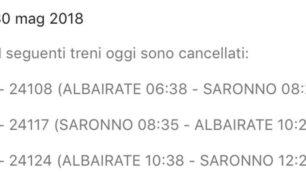 Le cancellazioni delle corse annunciate da Trenord