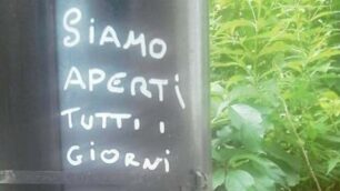 La scritta apparsa vicino al “boschetto della droga”