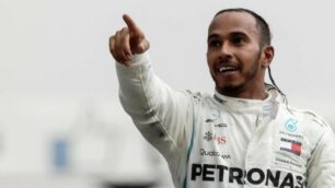 La gioia di Hamilton per la vittoria in Germania