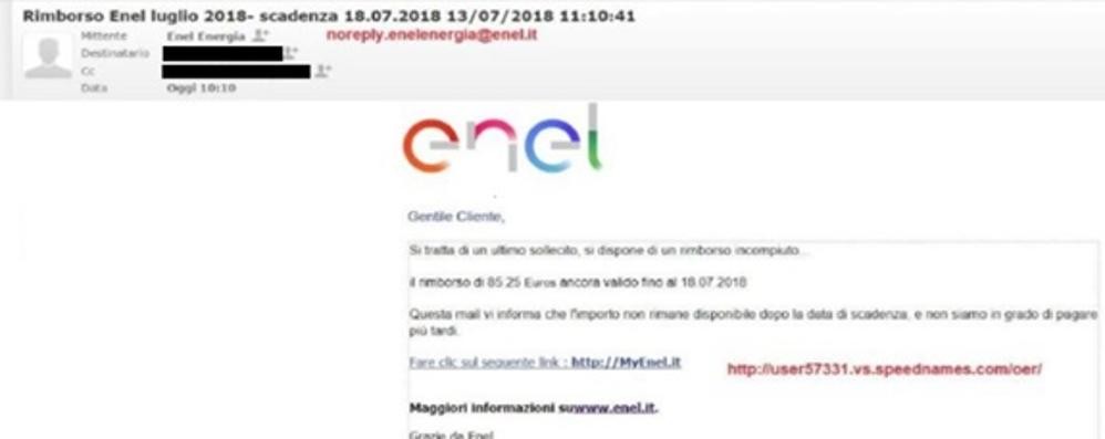 Messaggio Enel allerta truffe