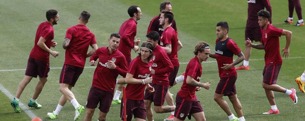 L’Atletico Madrid in allenamento