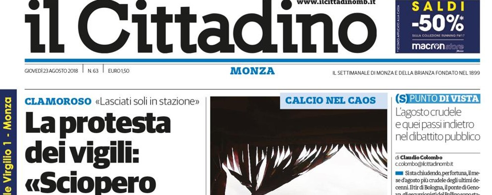 La prima pagina del giornale