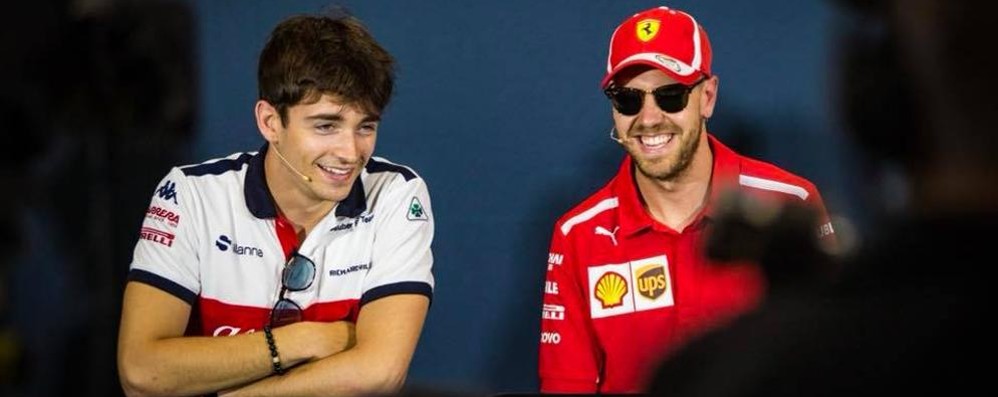 F1: Charles Leclerc e Sebastian Vettel in una conferenza stampa in occasione del Gp di Montecarlo - foto dalla pagina Facebook del pilota