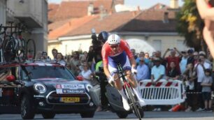 Tom Domoulin durante la tappa conclusiva del Giro 100, quello della cronometro individuale Monza-Milano