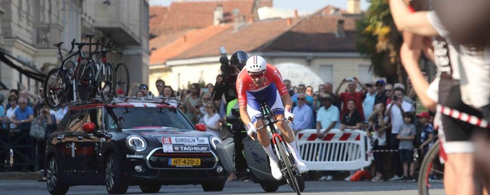 Tom Domoulin durante la tappa conclusiva del Giro 100, quello della cronometro individuale Monza-Milano