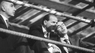 Monza, stadio Brianteo: Coppa italia 1988 con Monza - Empoli, la tribunetta provvisoria con Galliani e Berlusconi ospiti del presidente Giambelli