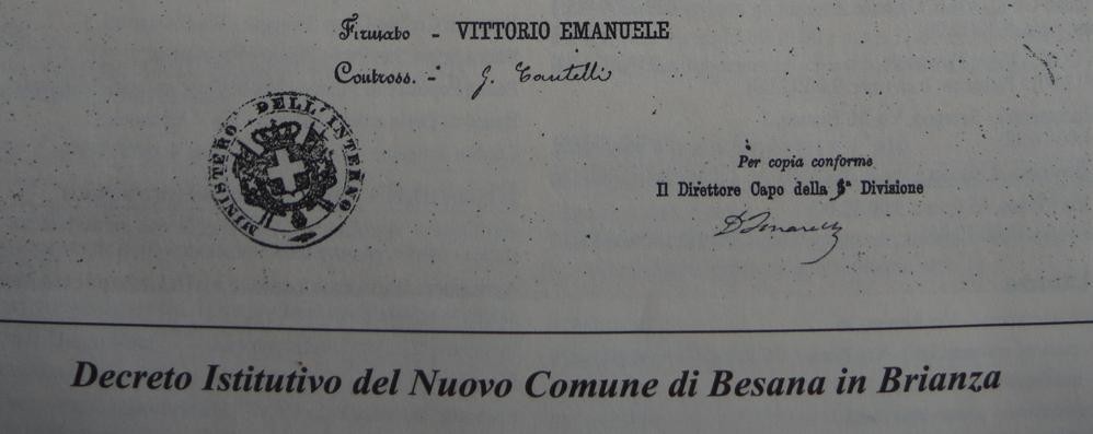 besana: 150 anni nuovo Comune di Besana in Brianza