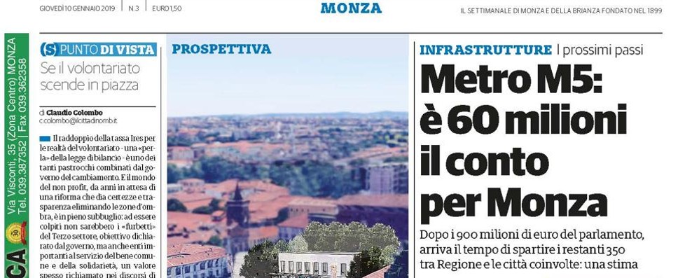 prima pagina il CittadinoMb giovedì 10 gennaio 2019