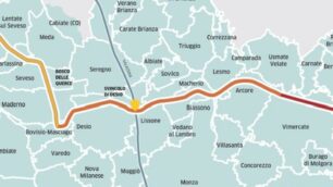 Il tracciato di Pedemontana con l’identificazione del Bosco delle querce, l’area più colpita dalla diossina