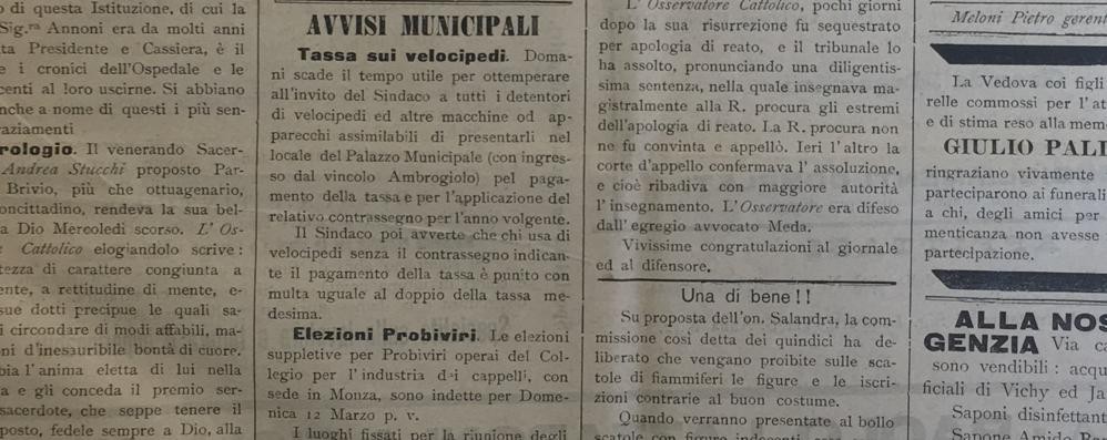 La pagina della Rivista monzese del 2 marzo 1899