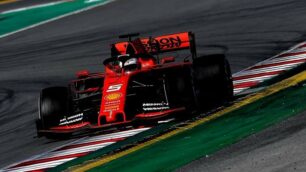 La Ferrari durante i test di Barcellona