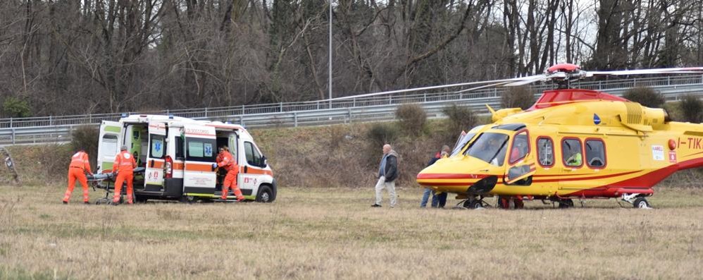 Ambulanza ed elisoccorso alla pista da cross di Ceriano