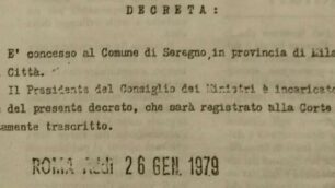 Seregno - Il decreto che ha concesso a Seregno il titolo di città