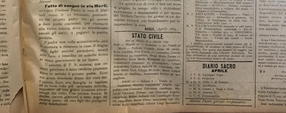 Fatto di sangue in via Merli 6 aprile 1899