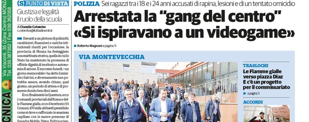 Prima pagina il CittadinoMb giovedì 18 aprile 2019