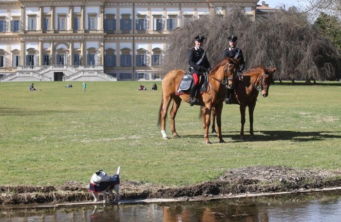 Monza Carabinieri Nucleo a cavallo parco e la mascotte Artù